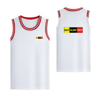 Thumbnail for Eat Sleep Fly (Colourful) Designed Basketball Style Sports Tank Tops