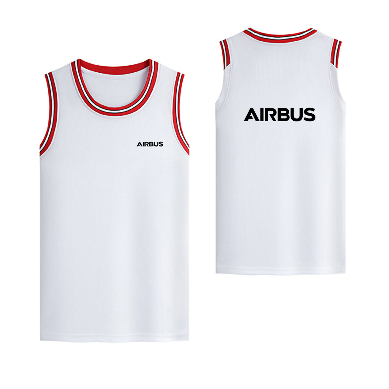 Airbus & Text Designed Basketball Style Sports Tank Tops