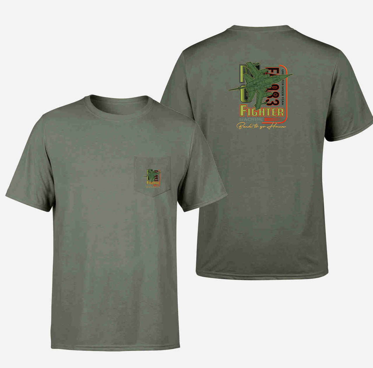 Fighter Machine Designed Pocket T-Shirts