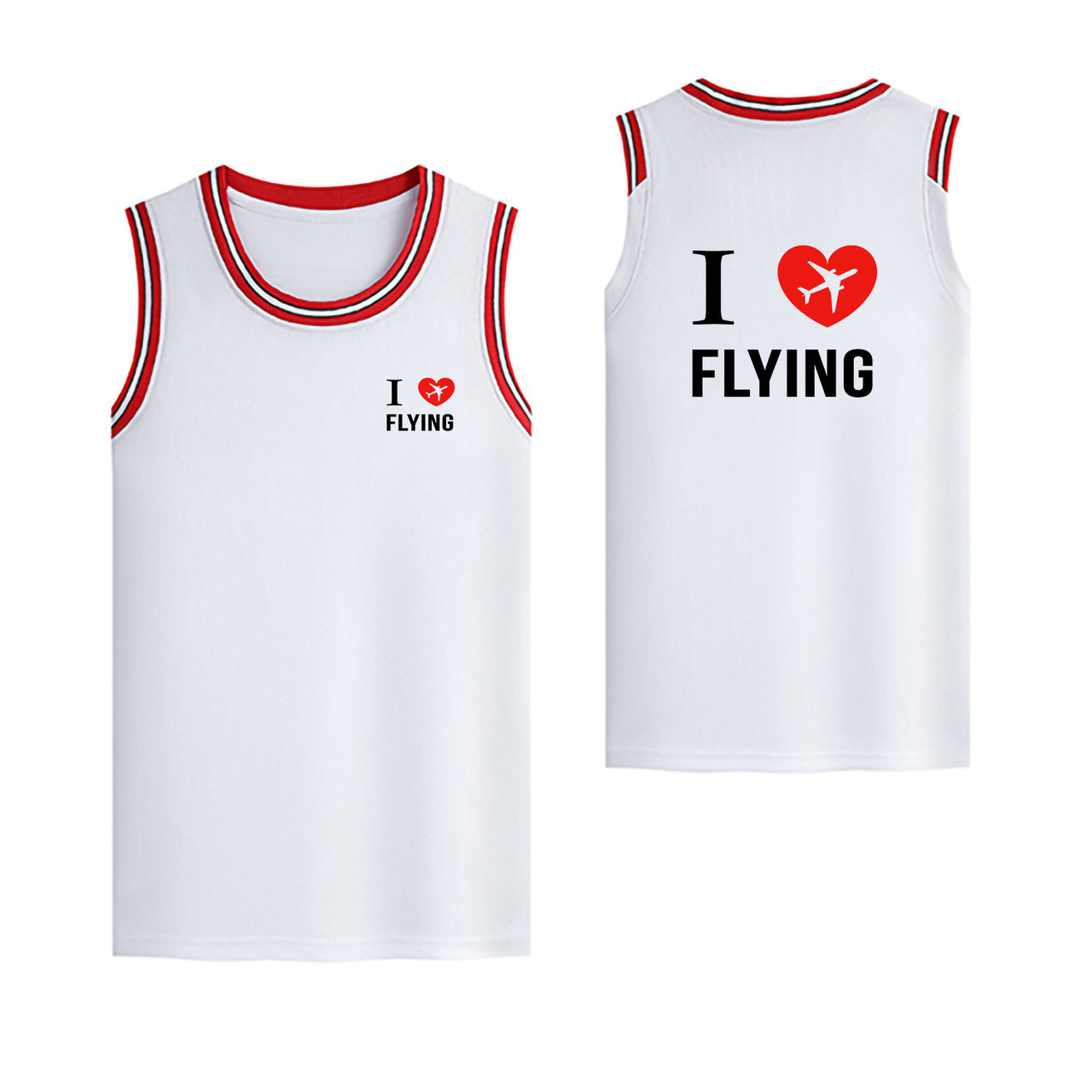 I Love Flying Designed Basketball Style Sports Tank Tops