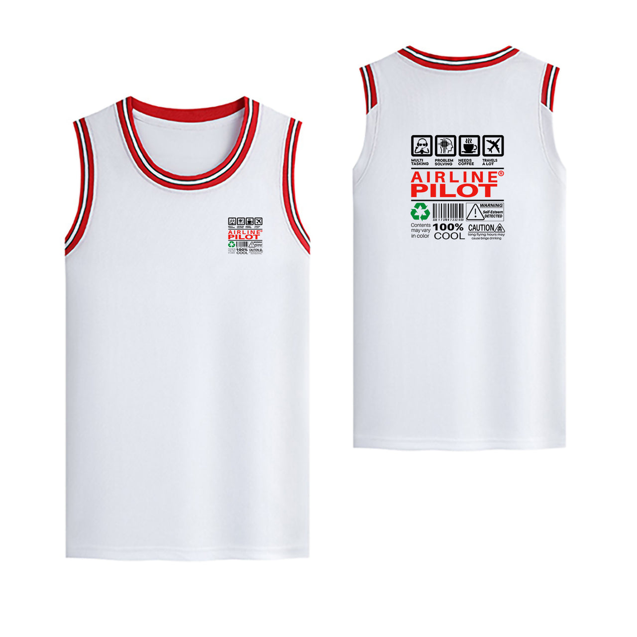 Airline Pilot Label Designed Basketball Style Sports Tank Tops