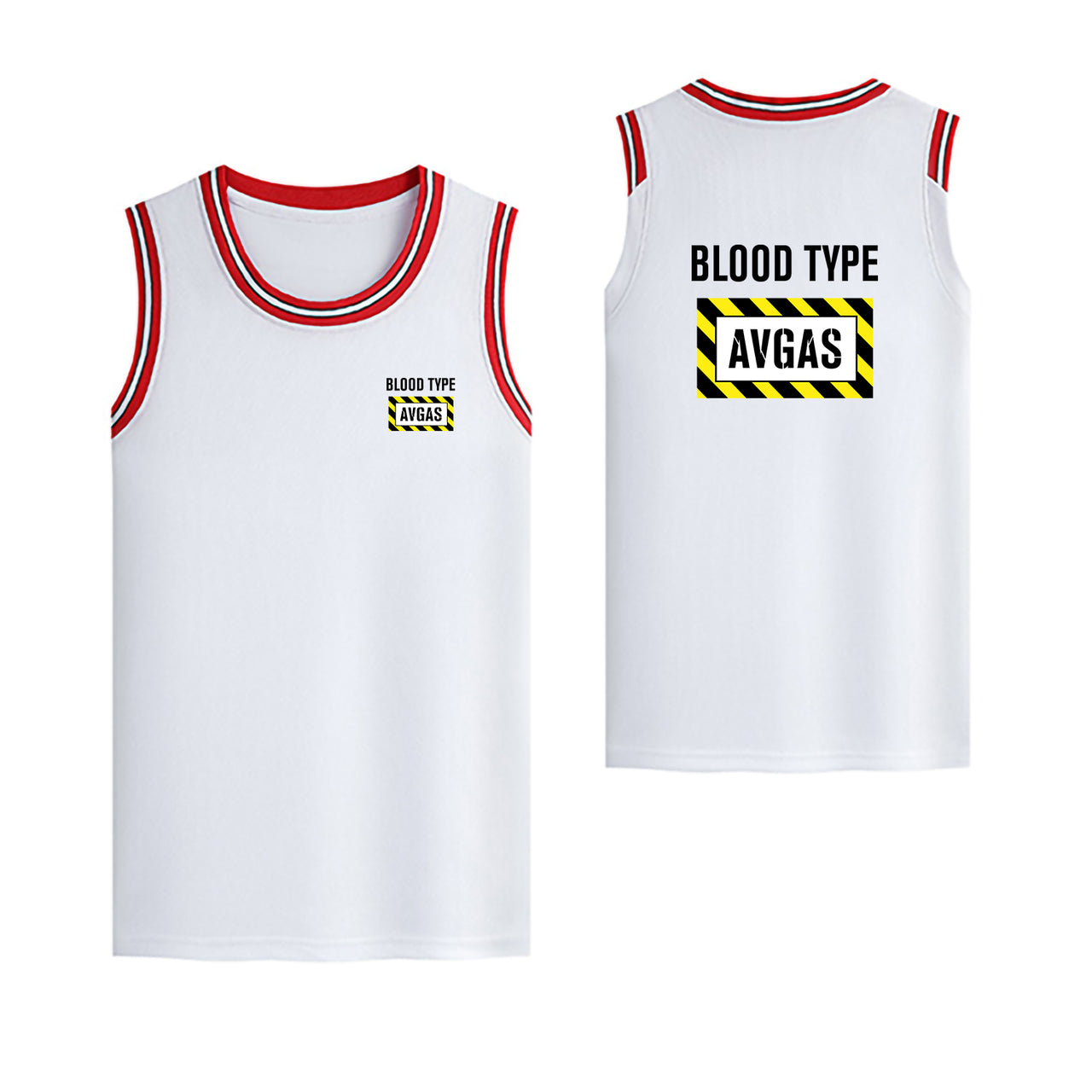 Blood Type AVGAS Designed Basketball Style Sports Tank Tops