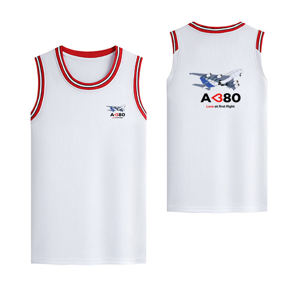 Airbus A380 Love at first flight Designed Basketball Style Sports Tank Tops