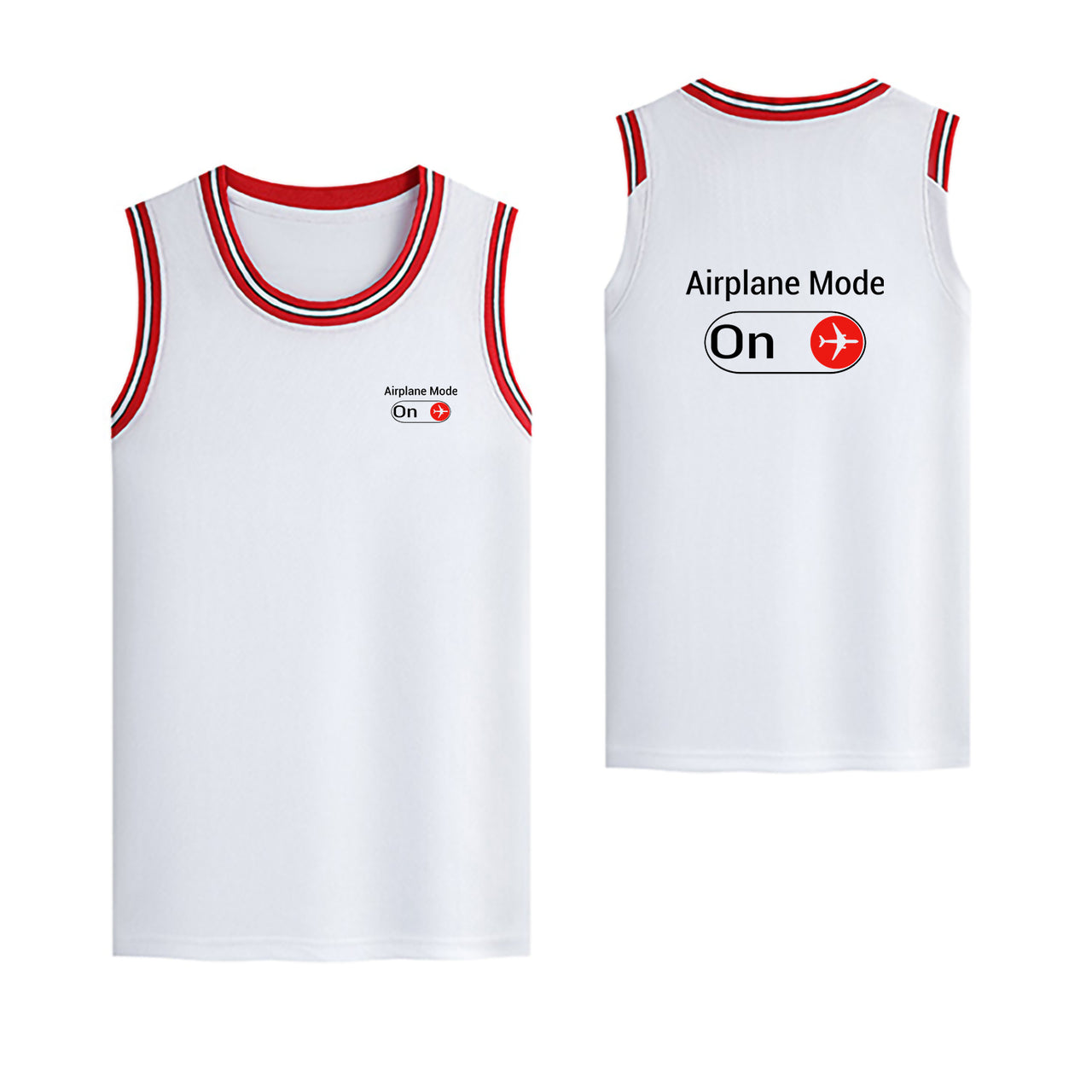 Airplane Mode On Designed Basketball Style Sports Tank Tops