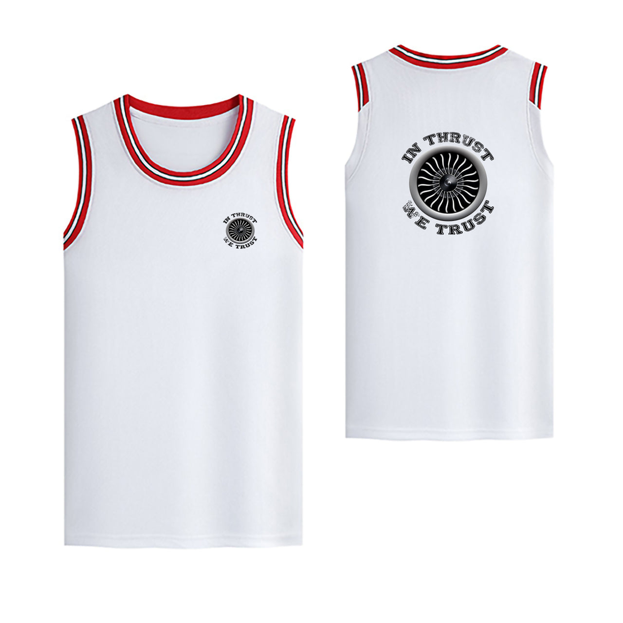 In Thrust We Trust (Vol 2) Designed Basketball Style Sports Tank Tops