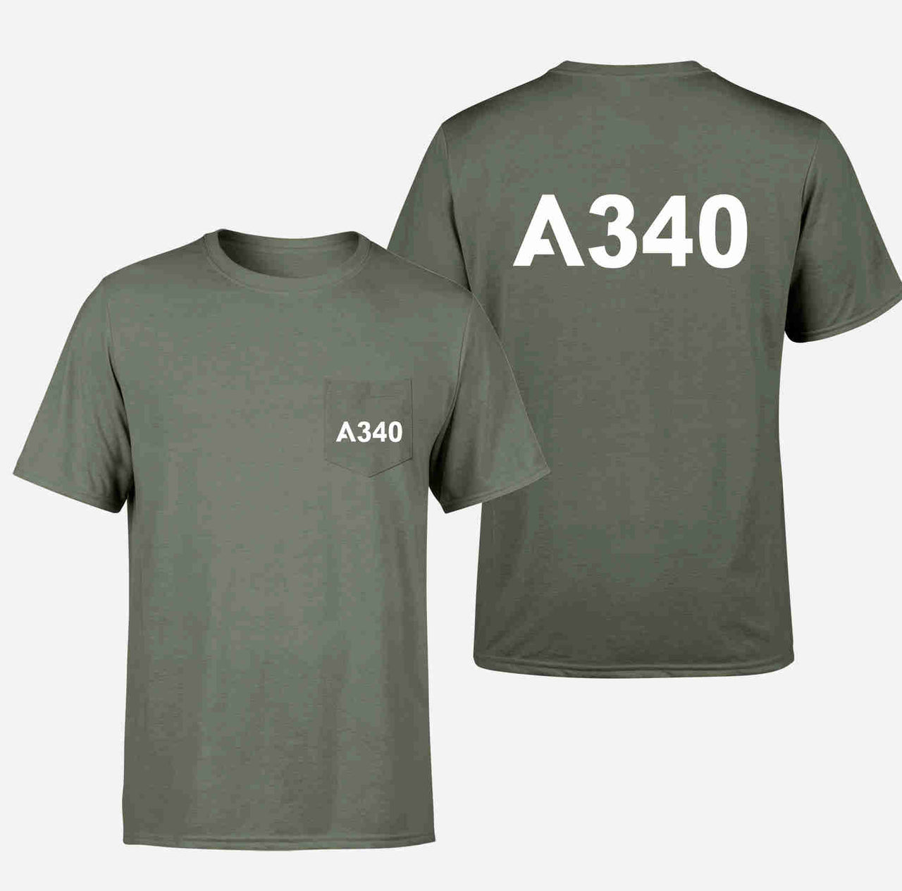 A340 Flat Text Designed Pocket T-Shirts