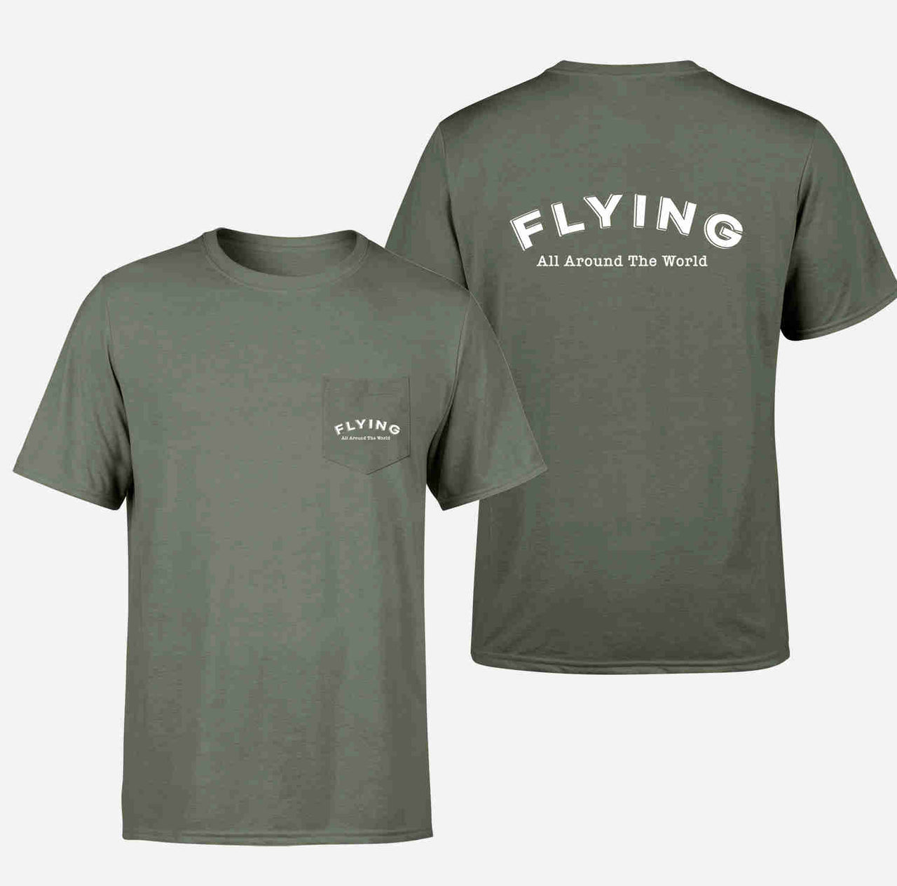 Flying All Around The World Designed Pocket T-Shirts