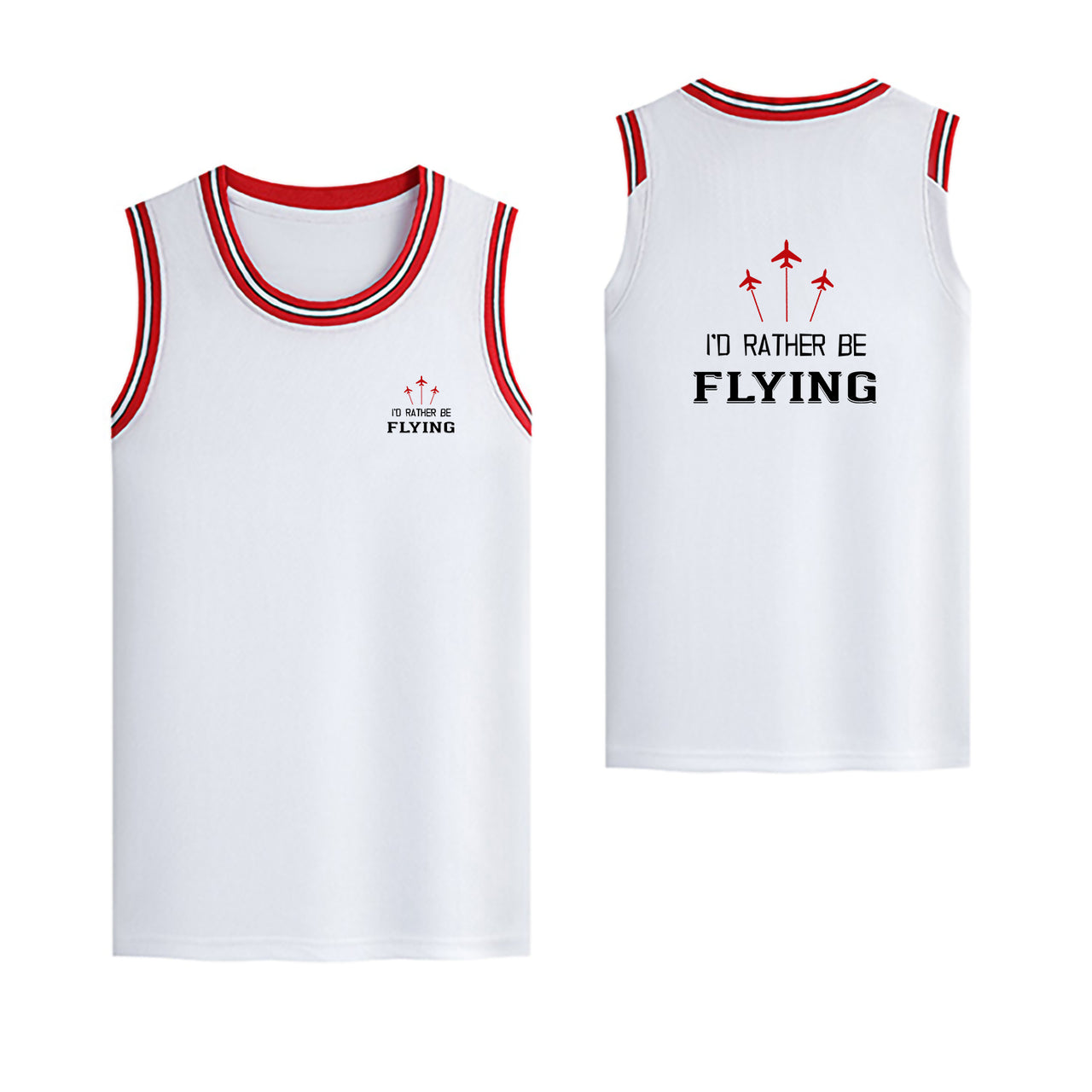 I'D Rather Be Flying Designed Basketball Style Sports Tank Tops