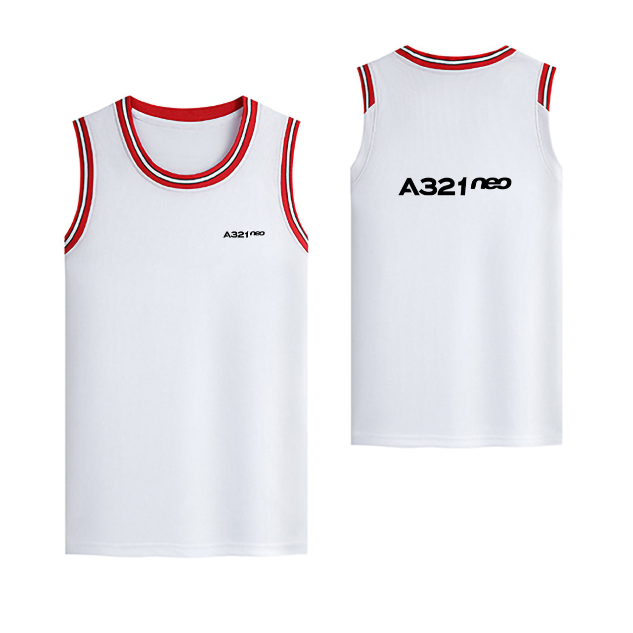 A321neo & Text Designed Basketball Style Sports Tank Tops