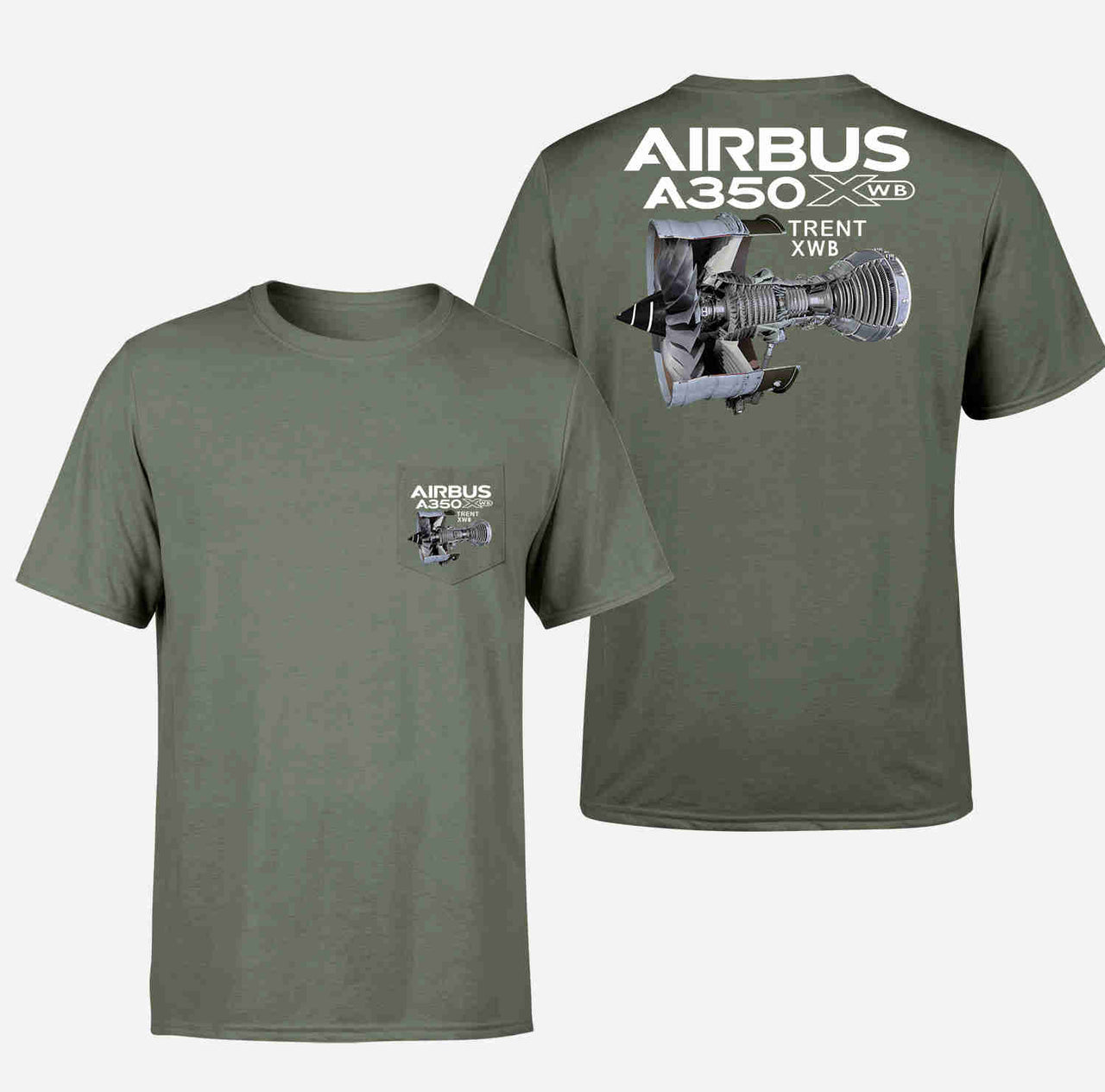 Airbus A350 & Trent Wxb Engine Designed Pocket T-Shirts