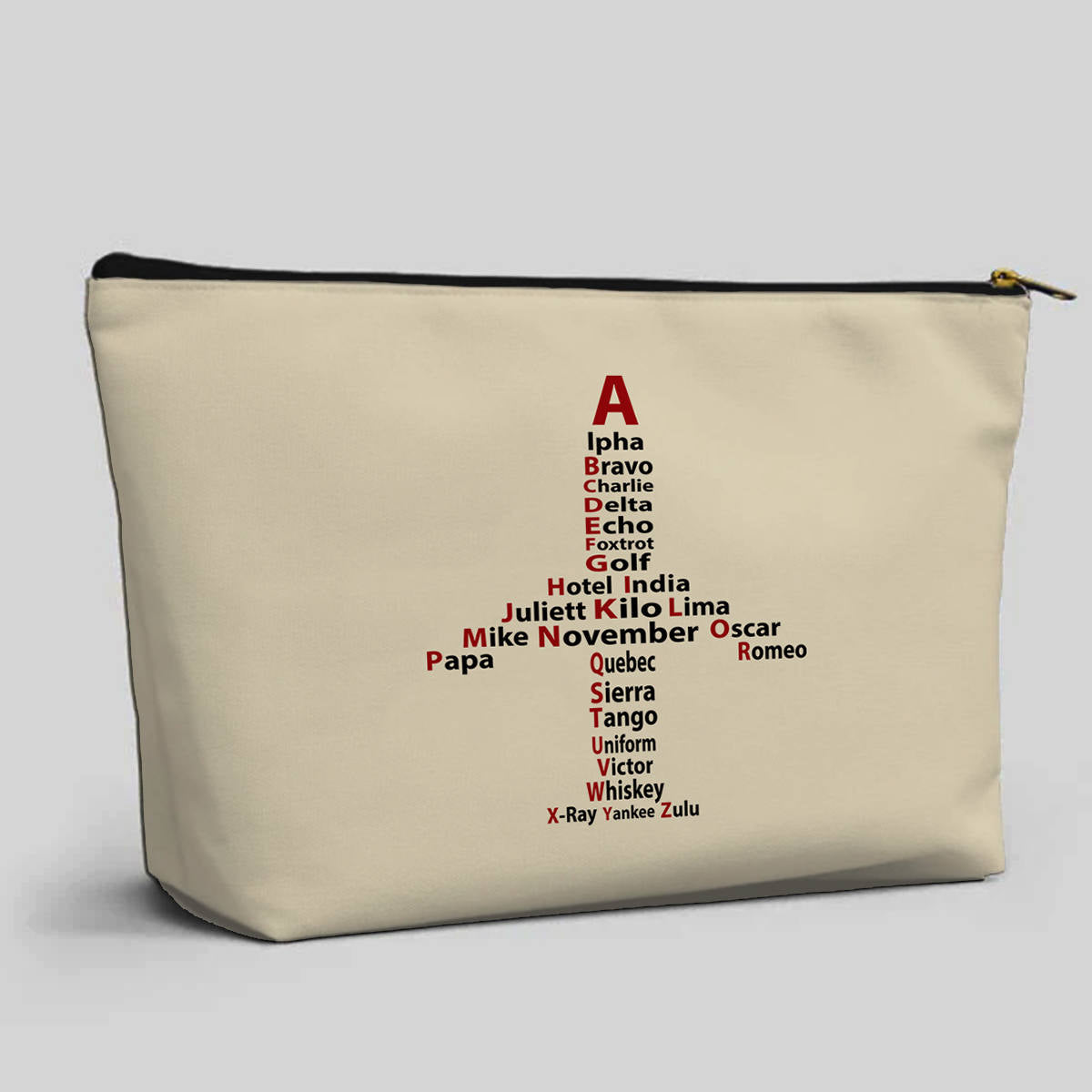 Airplane Shape Aviation Alphabet Designed Zipper Pouch