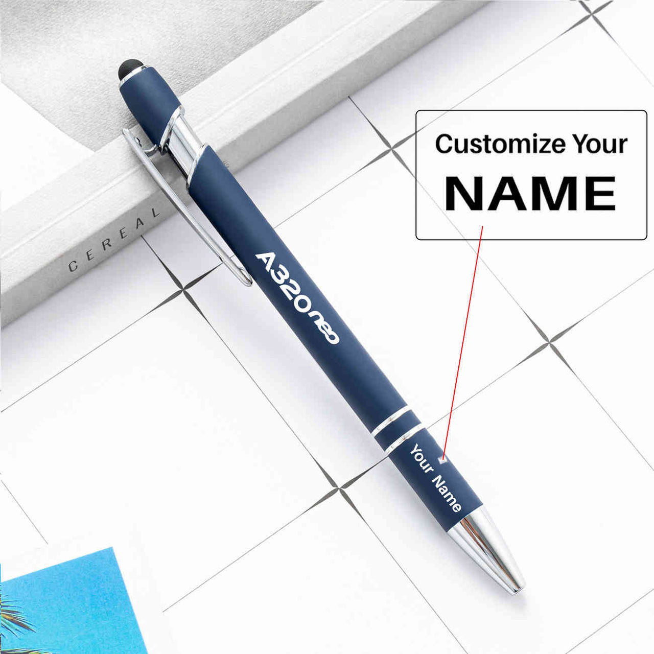 A320neo & Text Designed Ballpens Capacitive Screen Touch Pens