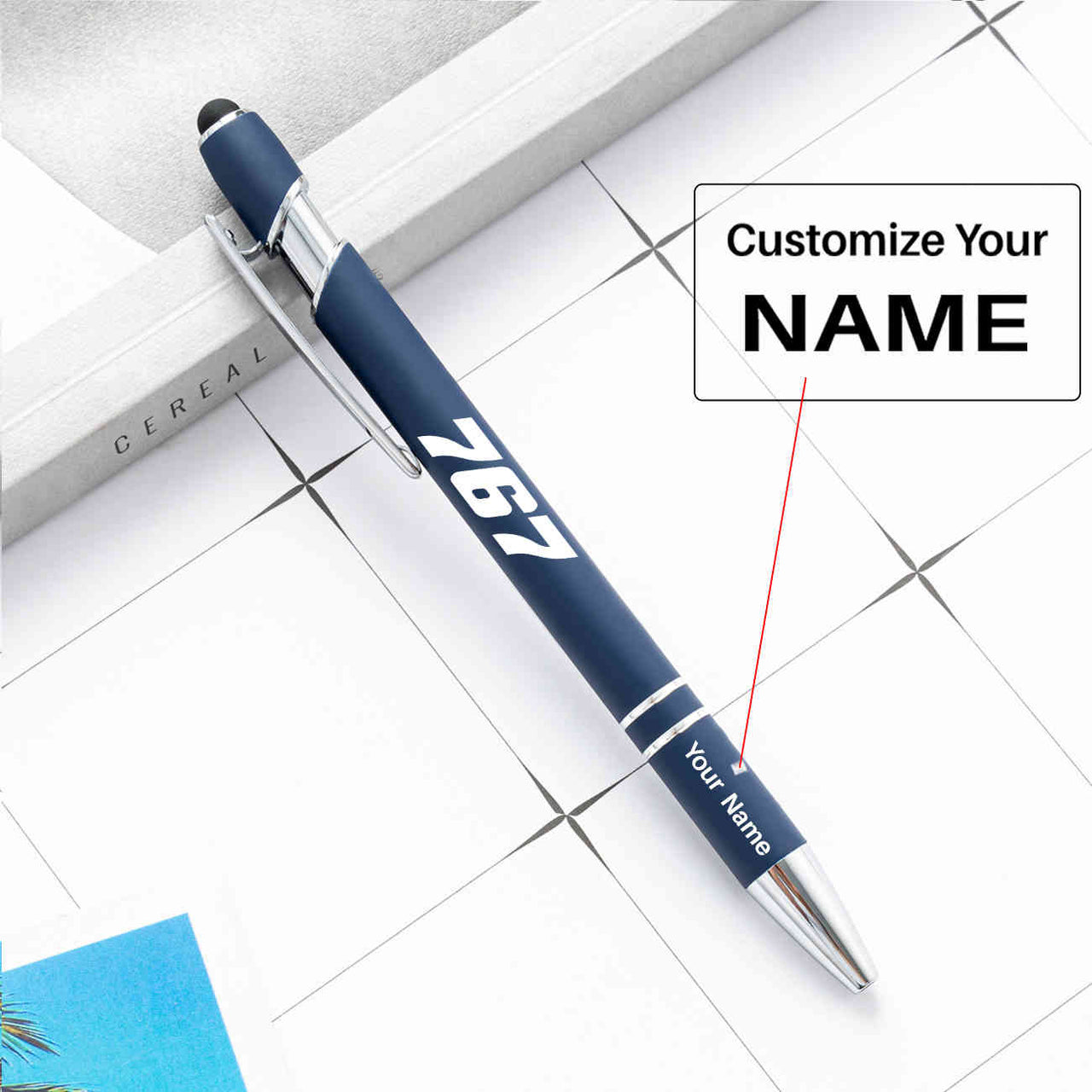 767 Flat Text Designed Ballpens Capacitive Screen Touch Pens