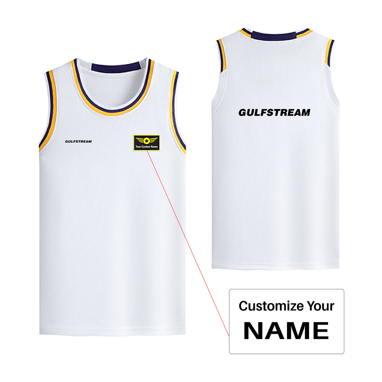 Gulfstream & Text Designed Basketball Style Sports Tank Tops