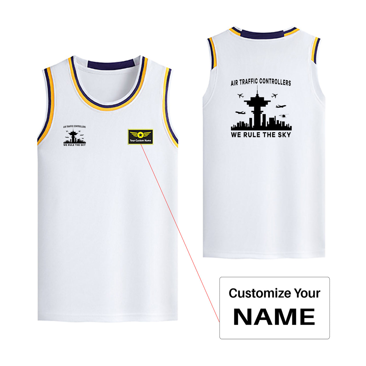 Air Traffic Controllers - We Rule The Sky Designed Basketball Style Sports Tank Tops