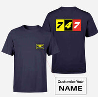 Thumbnail for Flat Colourful 747 Designed Pocket T-Shirts