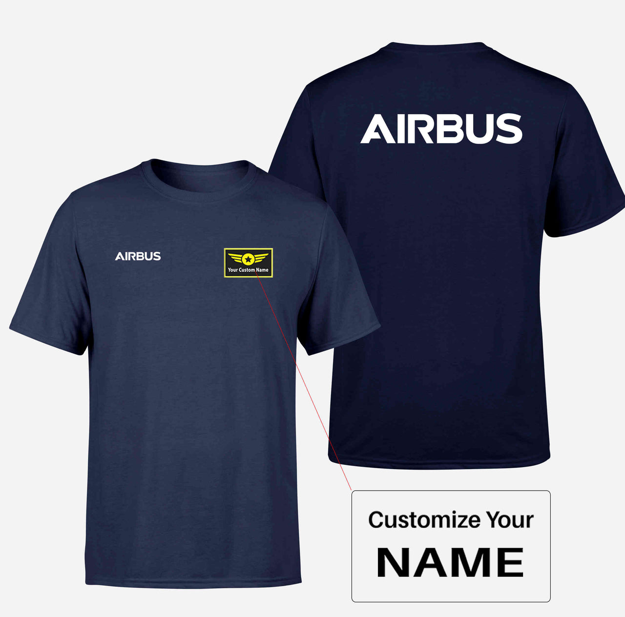 Airbus & Text Double-Side T-Shirts