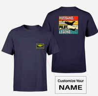 Thumbnail for Husband & Dad & Pilot & Legend Designed Pocket T-Shirts