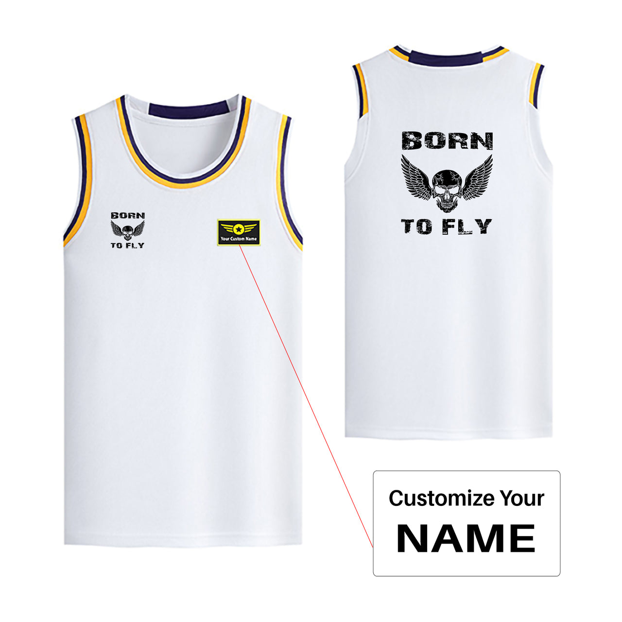 Born To Fly SKELETON Designed Basketball Style Sports Tank Tops