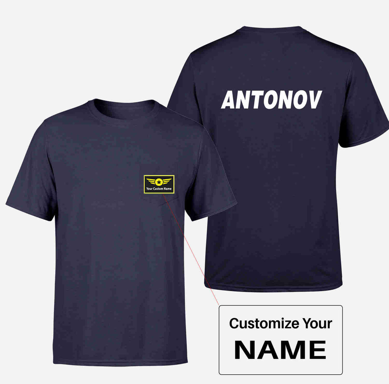 Antonov & Text Designed Pocket T-Shirts