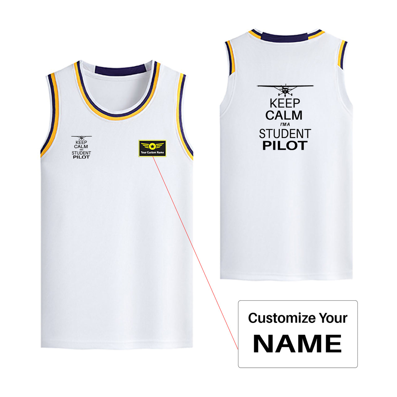 Student Pilot Designed Basketball Style Sports Tank Tops