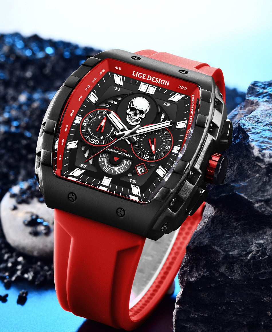 Waterproof Quartz Skeleton Skull Dial Sports Watches Watch