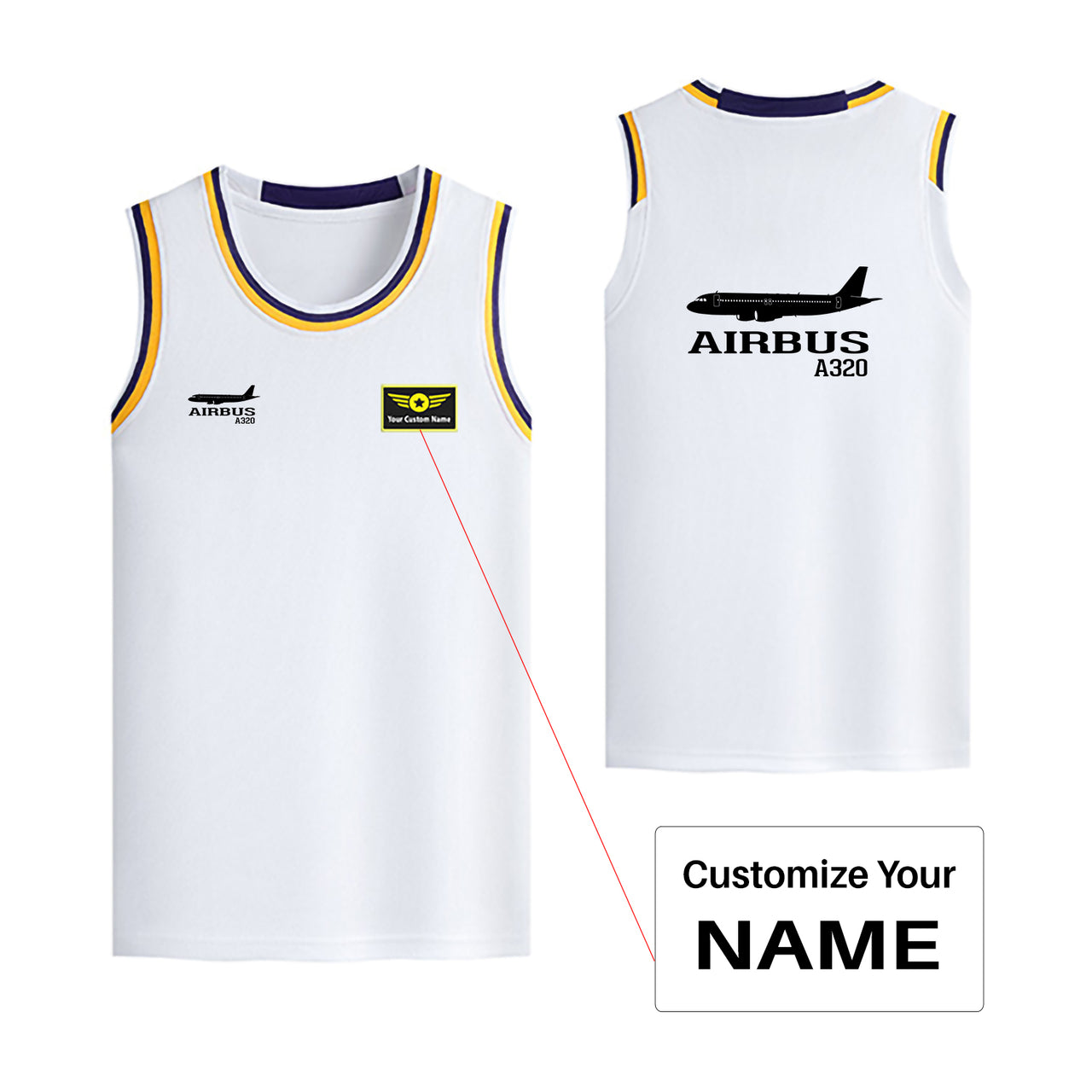 Airbus A320 Printed Designed Basketball Style Sports Tank Tops