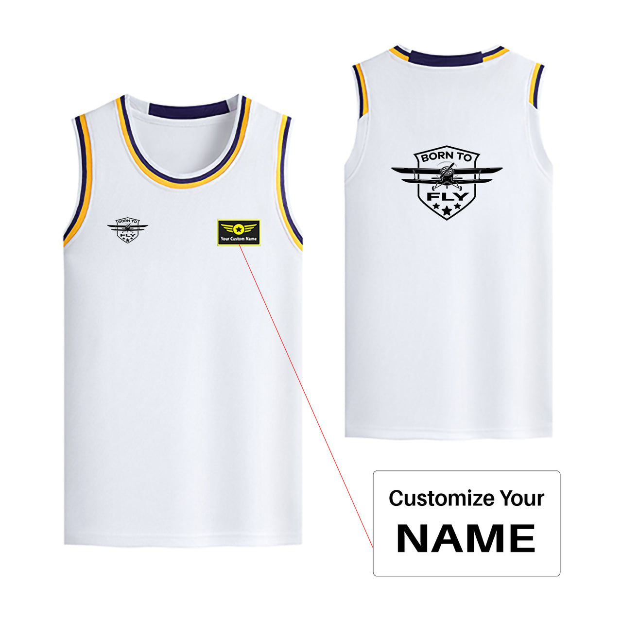 Born To Fly Designed Designed Basketball Style Sports Tank Tops