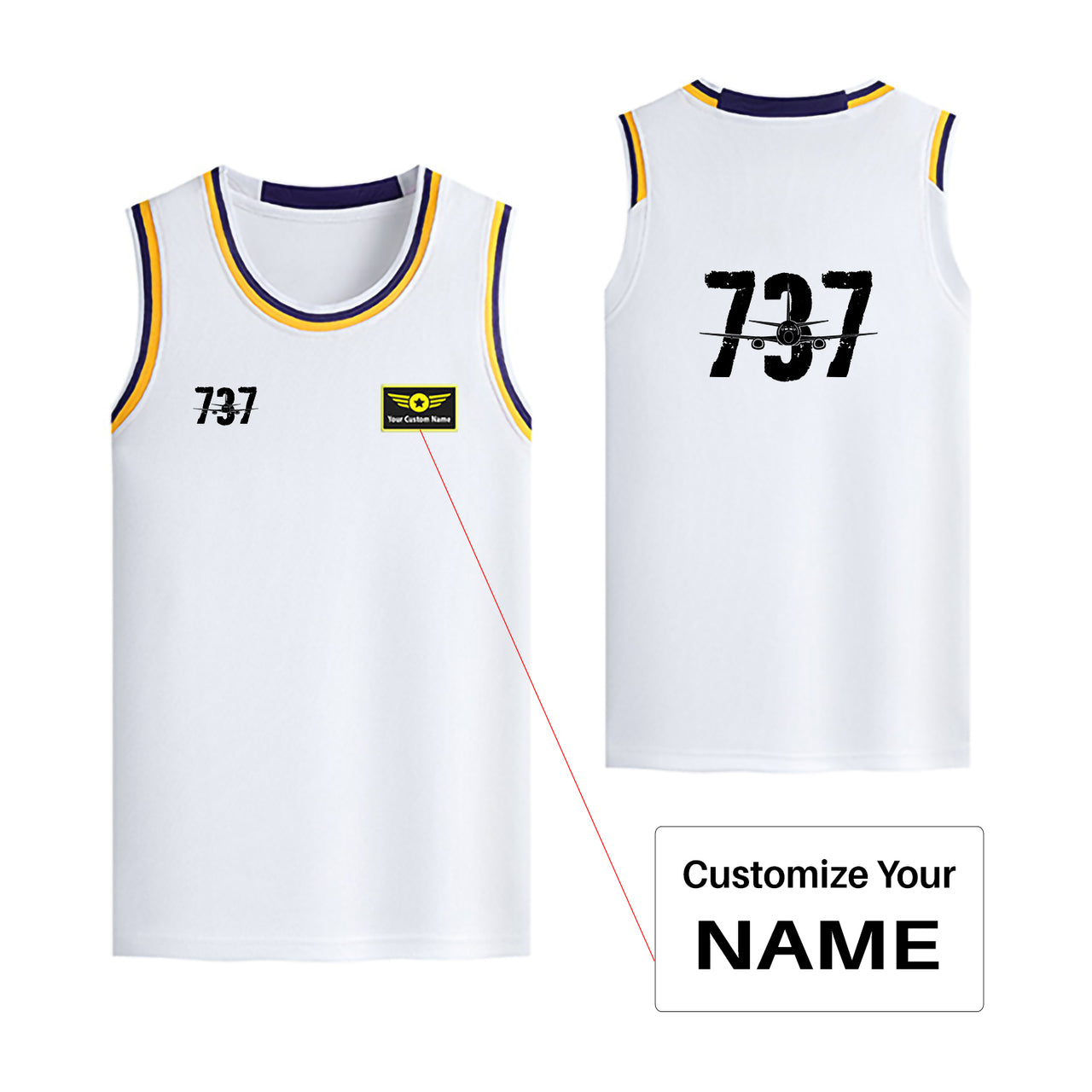 Boeing 737 Designed Designed Basketball Style Sports Tank Tops