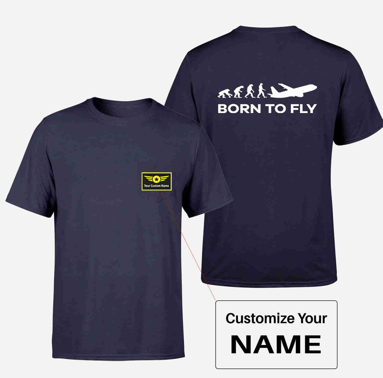 Born To Fly Designed Pocket T-Shirts