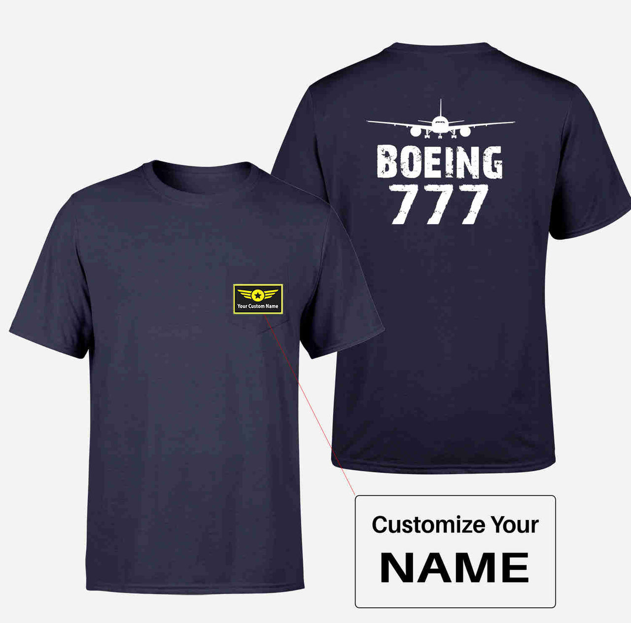 Boeing 777 & Plane Designed Pocket T-Shirts