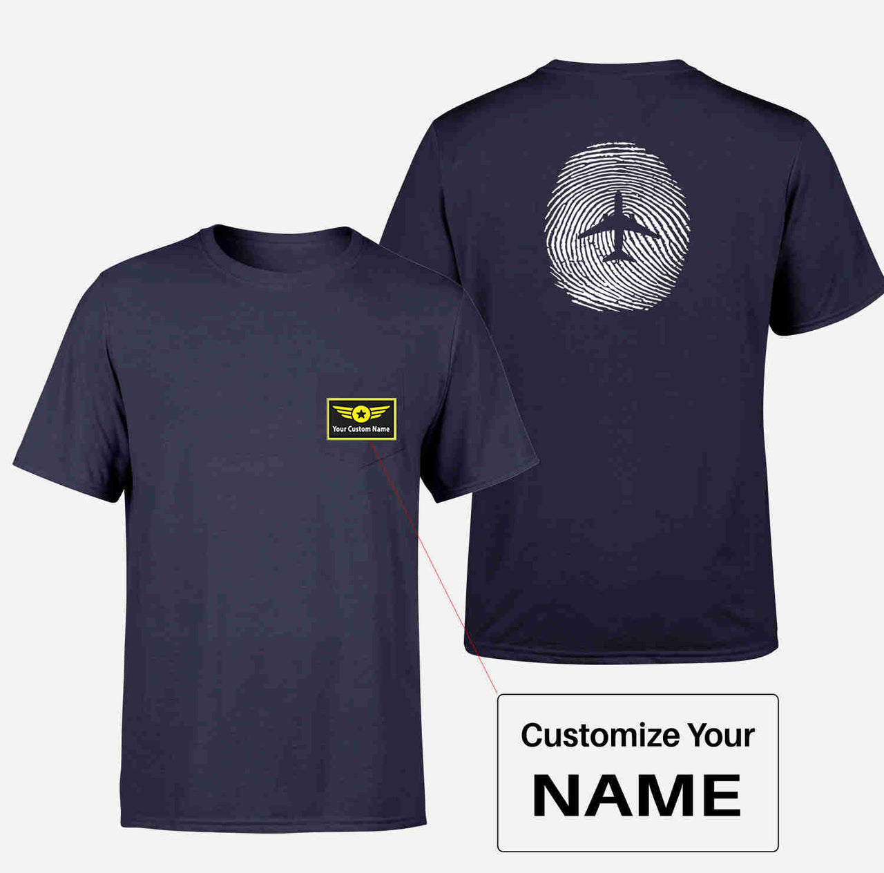 Aviation Finger Print Designed Pocket T-Shirts