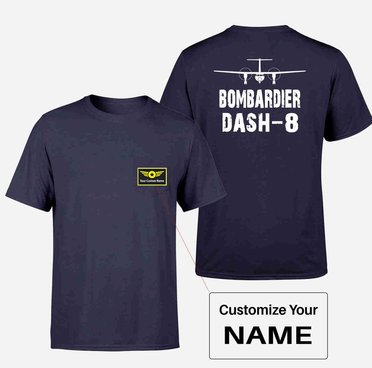 Bombardier Dash-8 & Plane Designed Pocket T-Shirts