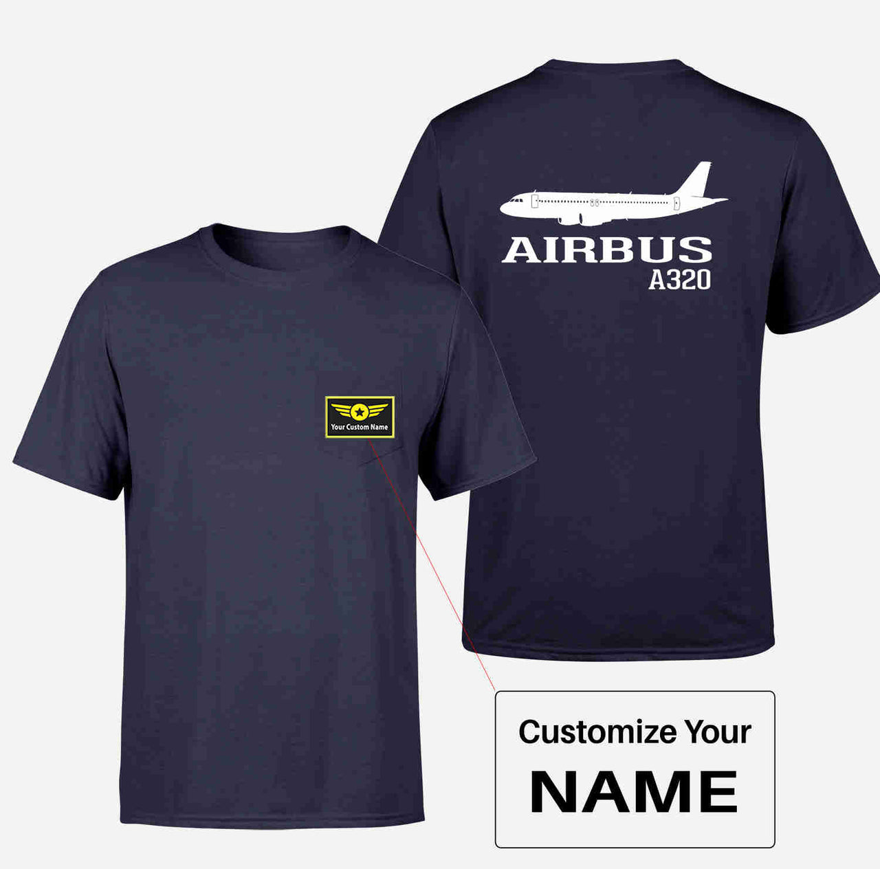 Airbus A320 Printed Designed Pocket T-Shirts