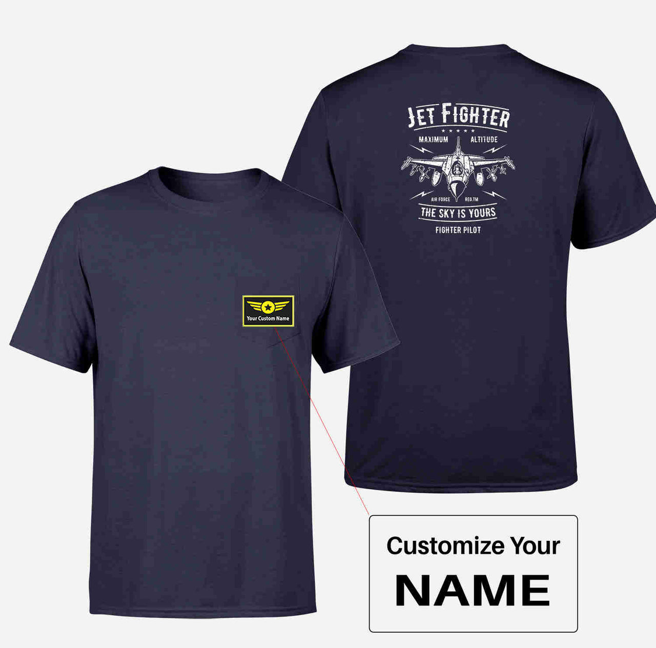 Jet Fighter - The Sky is Yours Designed Pocket T-Shirts