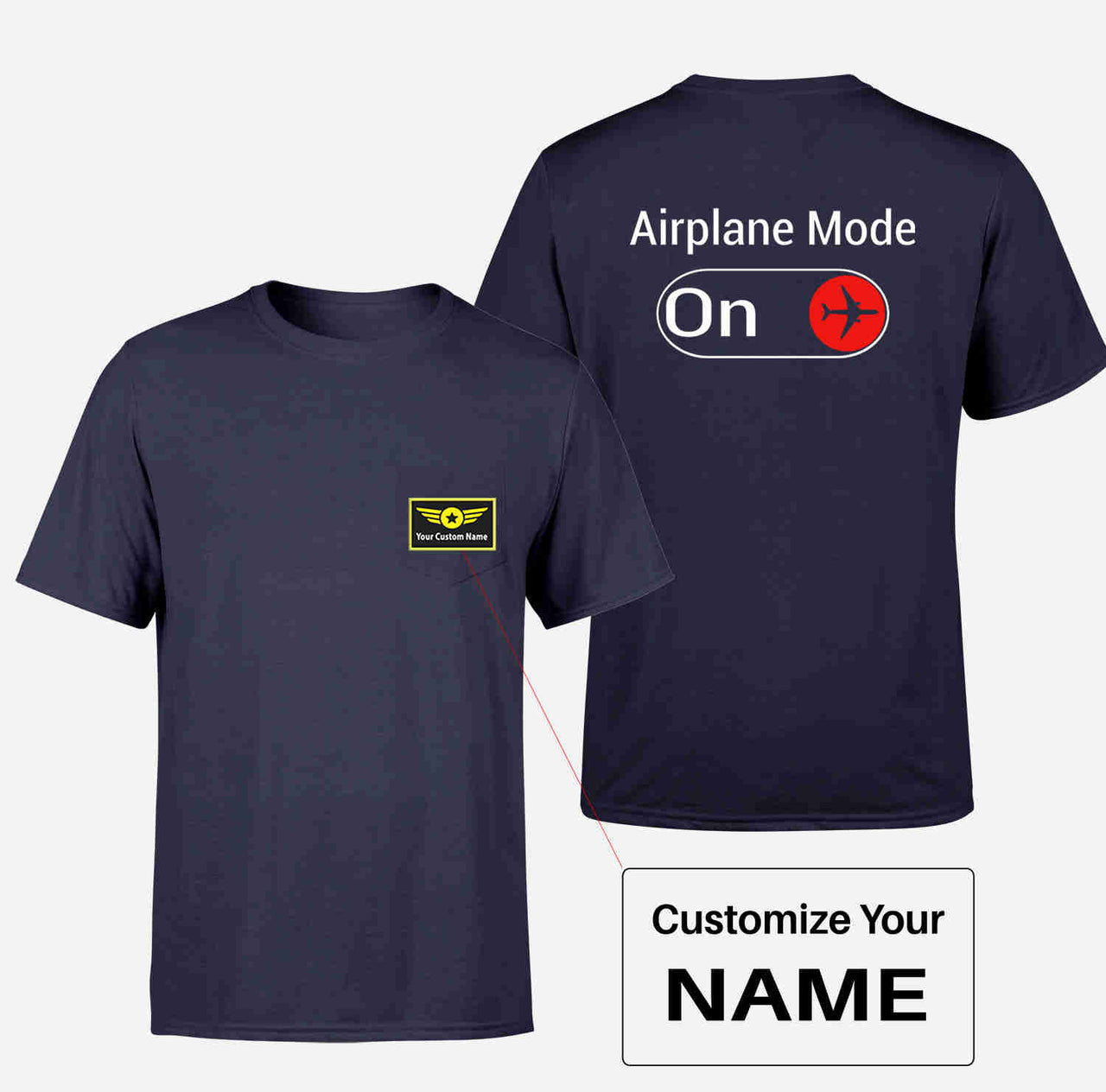 Airplane Mode On Designed Pocket T-Shirts