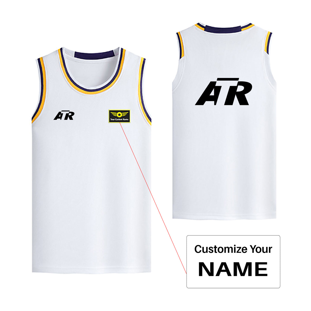 ATR & Text Designed Basketball Style Sports Tank Tops