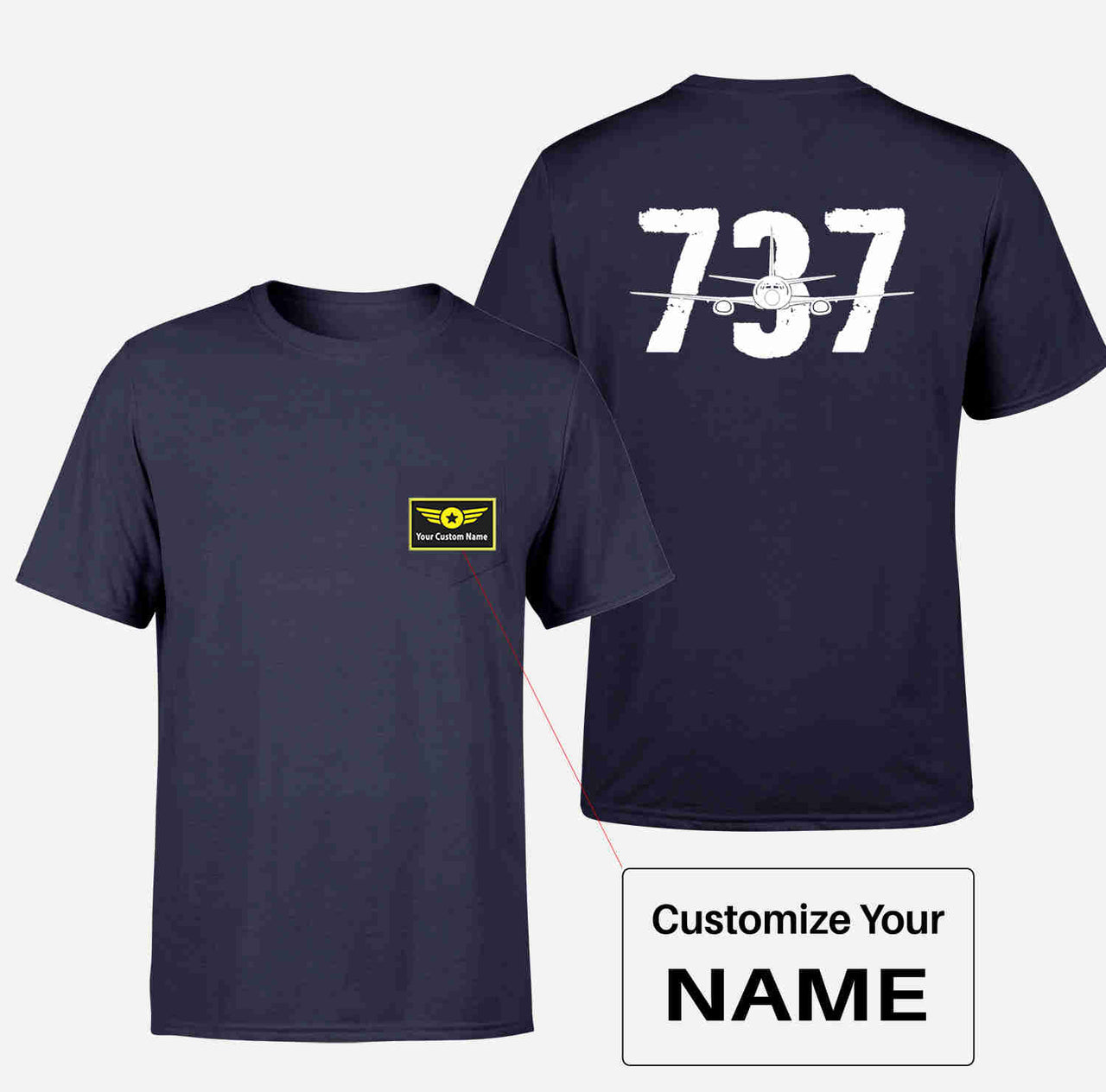 Boeing 737 Designed Designed Pocket T-Shirts