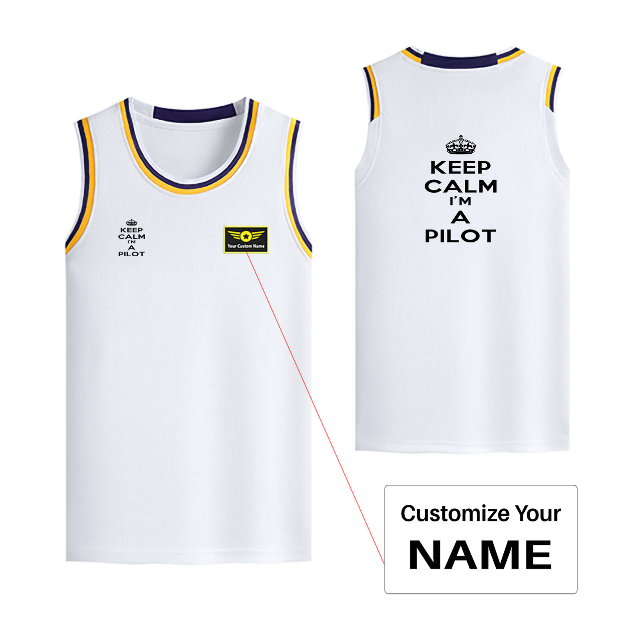 Keep Calm I'm a Pilot Designed Basketball Style Sports Tank Tops