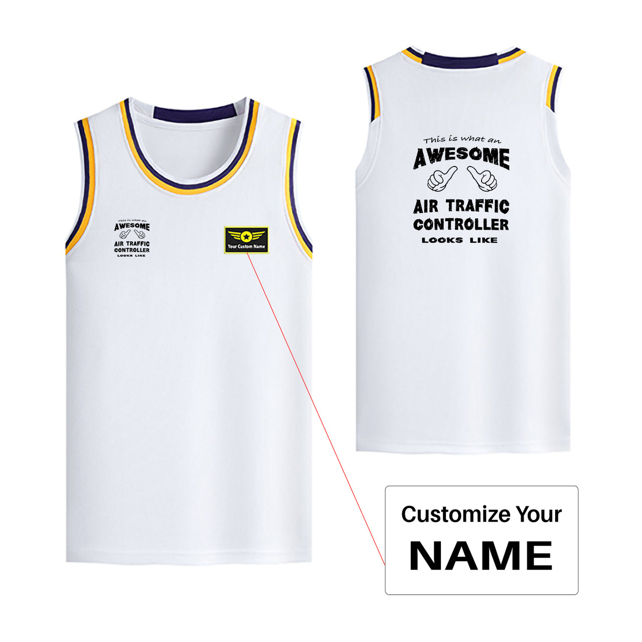 Air Traffic Controller Designed Basketball Style Sports Tank Tops