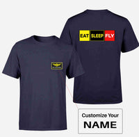 Thumbnail for Eat Sleep Fly (Colourful) Designed Pocket T-Shirts