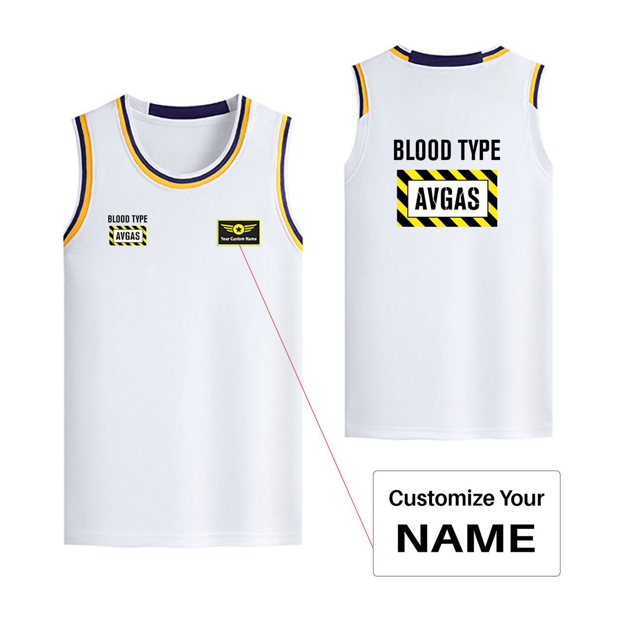 Blood Type AVGAS Designed Basketball Style Sports Tank Tops