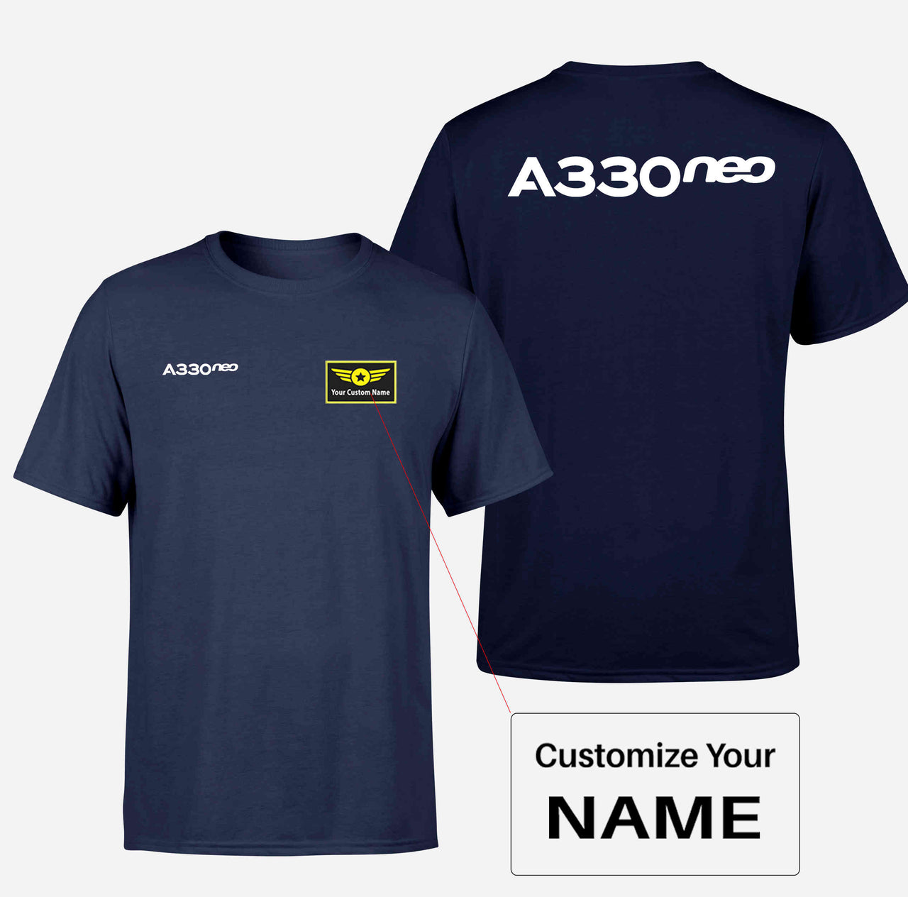 A330neo & Text Double-Side T-Shirts