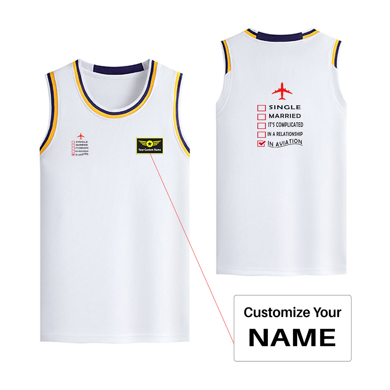 In Aviation Designed Basketball Style Sports Tank Tops