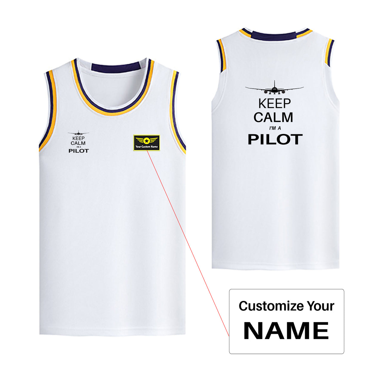 Pilot (777 Silhouette) Designed Basketball Style Sports Tank Tops