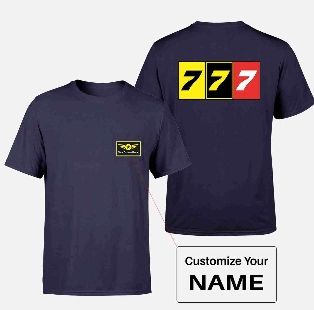 Flat Colourful 777 Designed Pocket T-Shirts