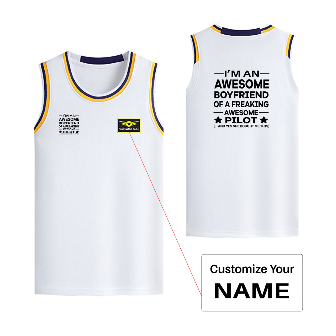 I am an Awesome Boyfriend Designed Basketball Style Sports Tank Tops