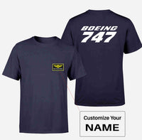 Thumbnail for Boeing 747 & Text Designed Pocket T-Shirts