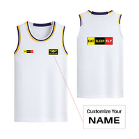 Thumbnail for Eat Sleep Fly (Colourful) Designed Basketball Style Sports Tank Tops