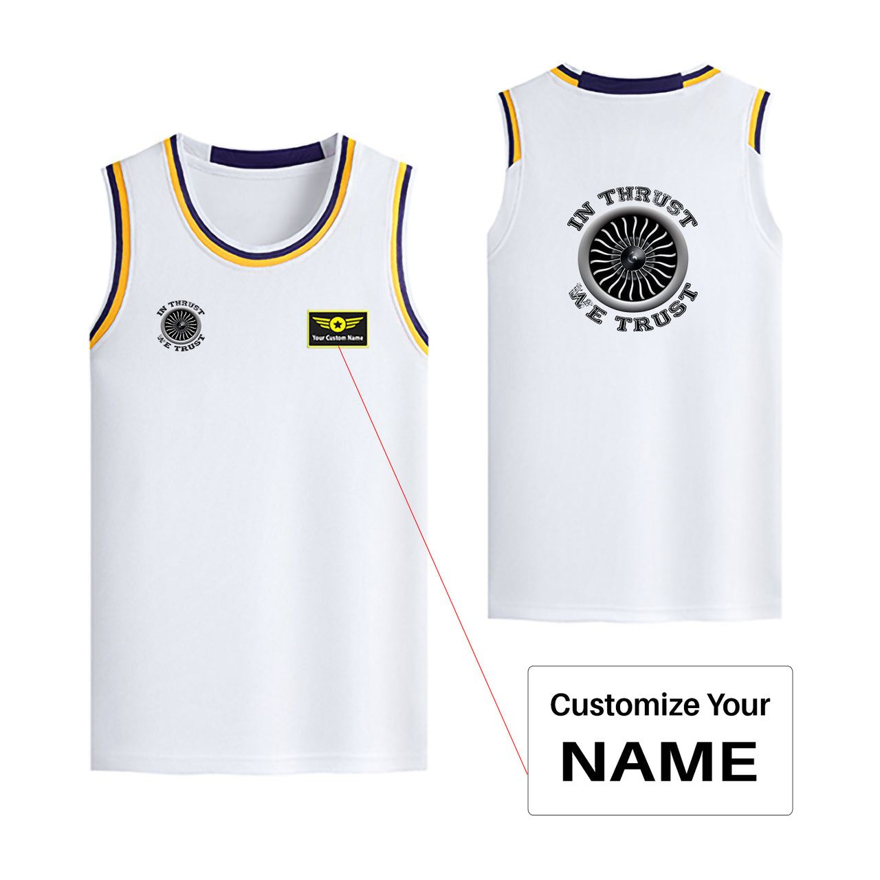 In Thrust We Trust (Vol 2) Designed Basketball Style Sports Tank Tops